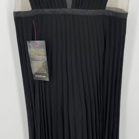 💋 bebe deep v chiffon pleated romper black dress 10 RARE 💋 - Picture 6 of 14
